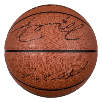 Michael Jordan and LeBron James Dual Signed Spalding Basketball (PSA/DNA)